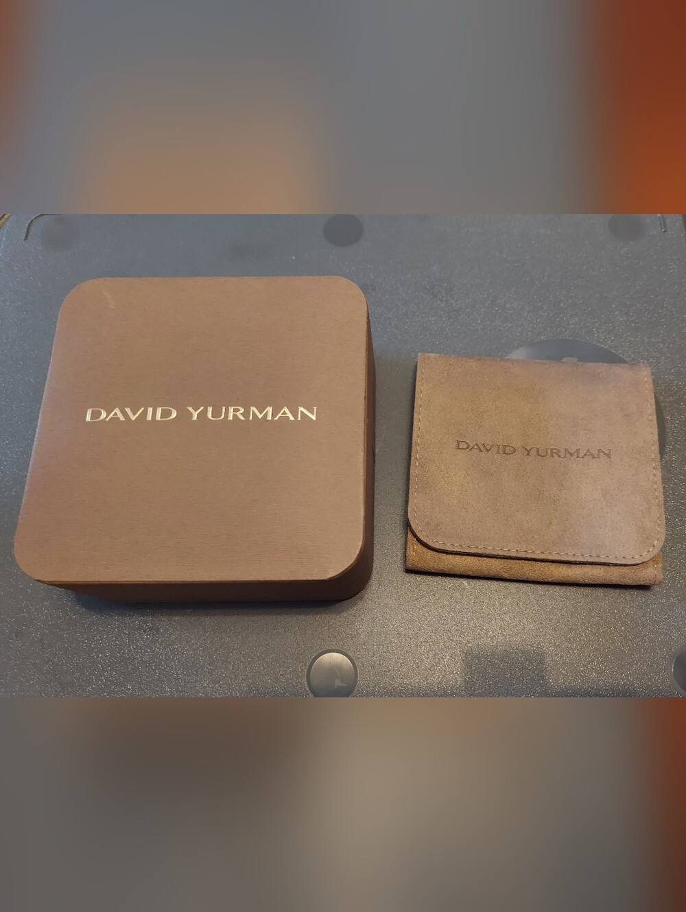 David Yurman Brown Jewelry Box and Suede Pouch Set